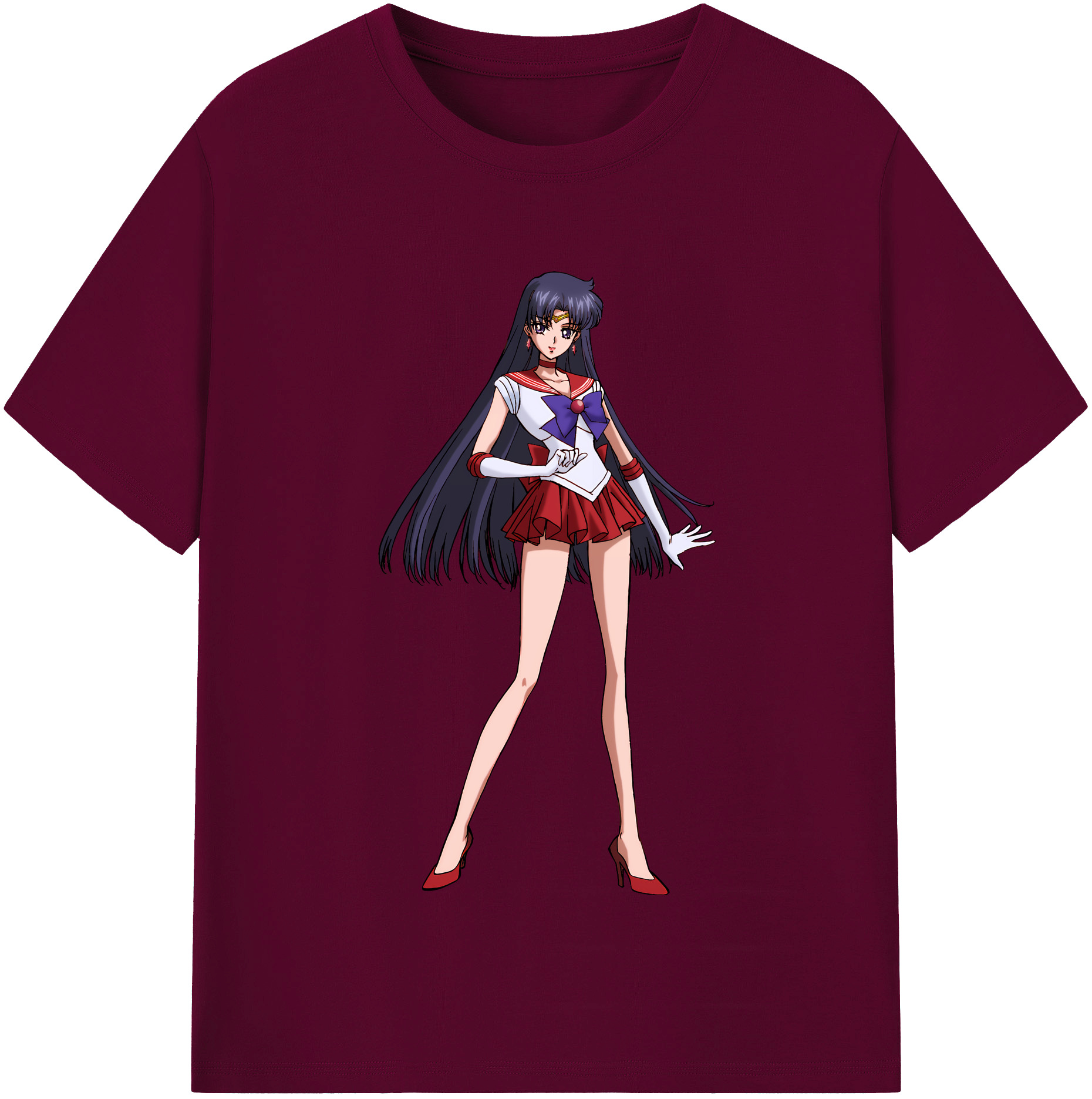（画像用） 美少女戦士セーラームーン 火野レイ ひの レイ Sailor Moon Hino Rei （セーラーマーズ,Sailor Mars） レディースカジュアルプリントTシャツ（綿100％）